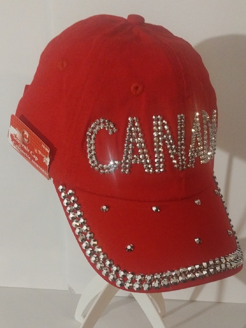Red CANADA Rhinestone Baseball Cap